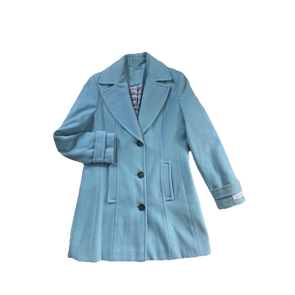 Calvin Klein‎ Women's Dress Pea coat Medium Baby Blue Academia Lagenlook Classic